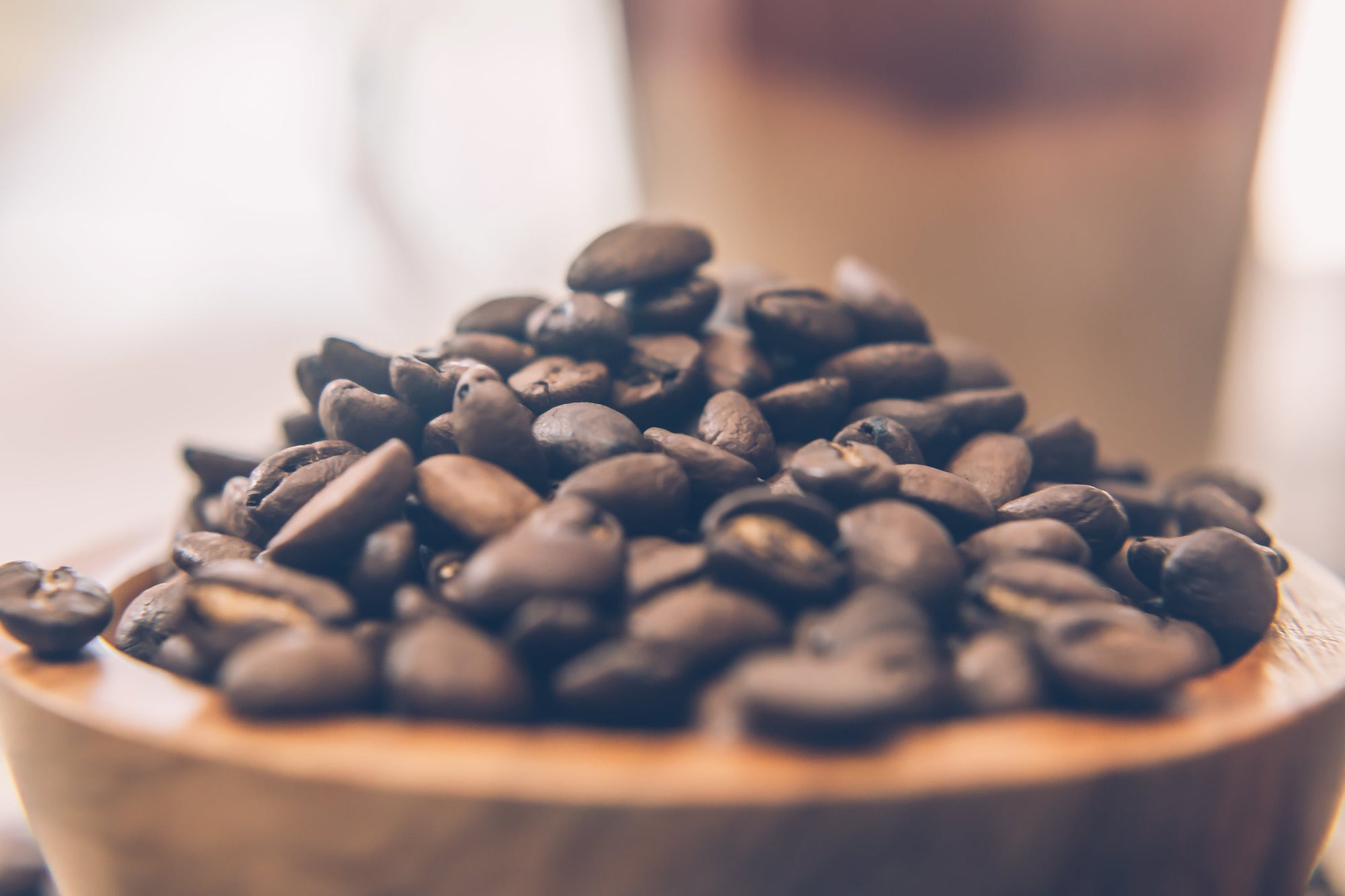 Coffee beans with a soft focus