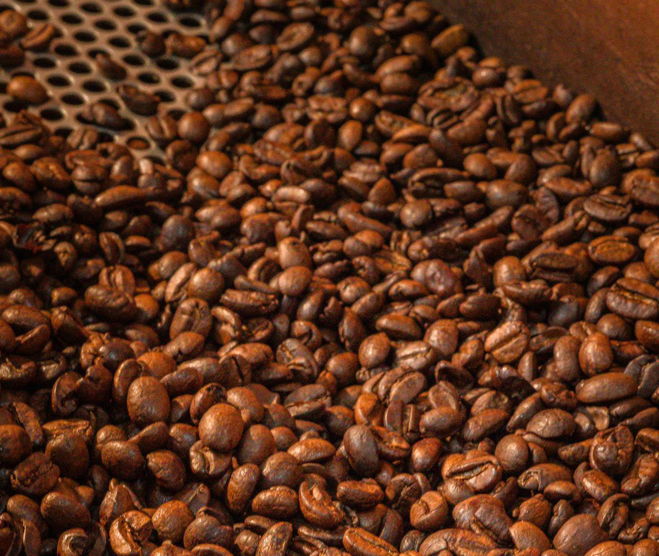 Freshly Roasted Coffee in a roasting rack