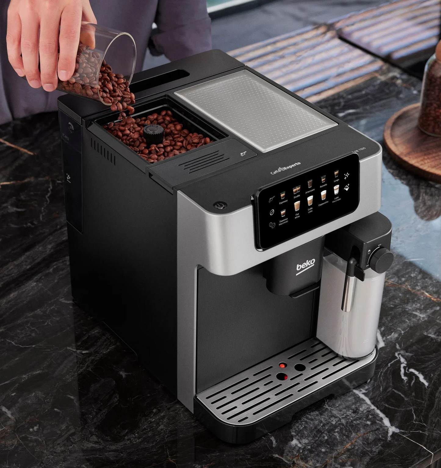 Beko Touch Screen Bean To Cup Coffee machine CEG7348X + 1kg Coffee Bundle