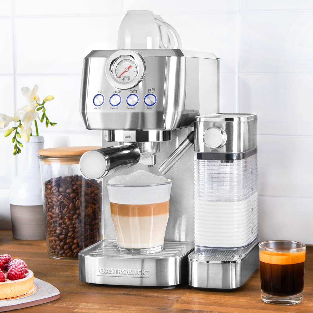 GASTROBACK Design Espresso Piccolo PRO with milk & independent grinder + 1kg Coffee Bundle